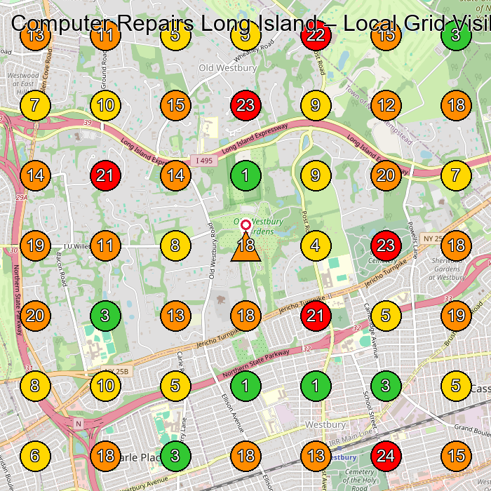 Computer Repairs Long Island Computer Repair Service GeoGrid ranking map for None